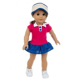 Uteruik Vêtements de Sport pour poupée 46 cm American Doll Custume – Robe de Sport Chapeau Accessoire 2 pièces
