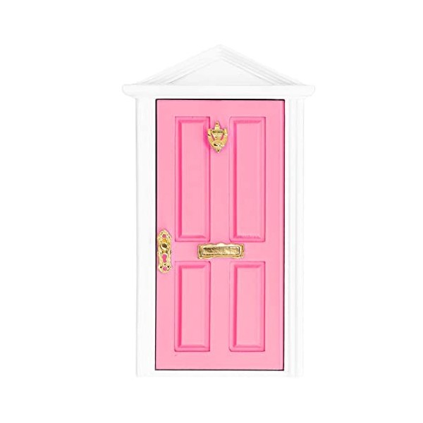 CDQL Mini Porte en Bois, Couleur Vive, Détails Vifs, Bord Plus Lisse, Porte de Fée Miniature pour Maison de Poupée 1:12, Modè