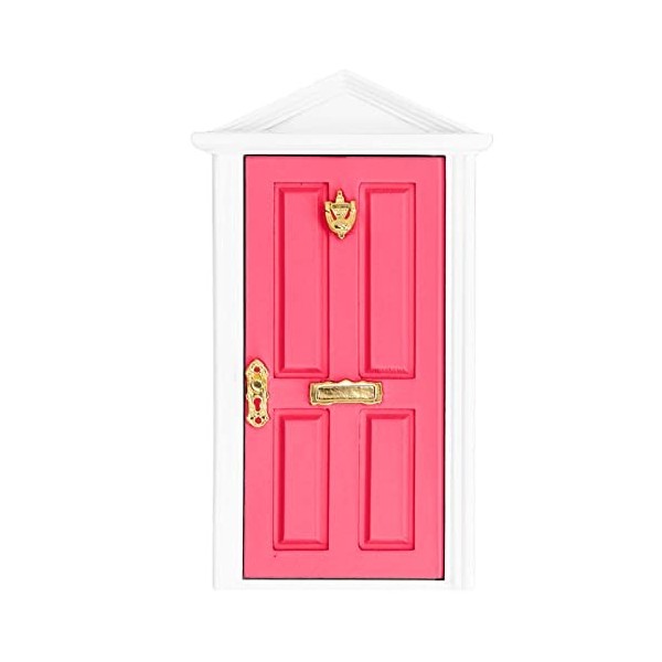 CDQL Mini Porte en Bois, Couleur Vive, Détails Vifs, Bord Plus Lisse, Porte de Fée Miniature pour Maison de Poupée 1:12, Modè