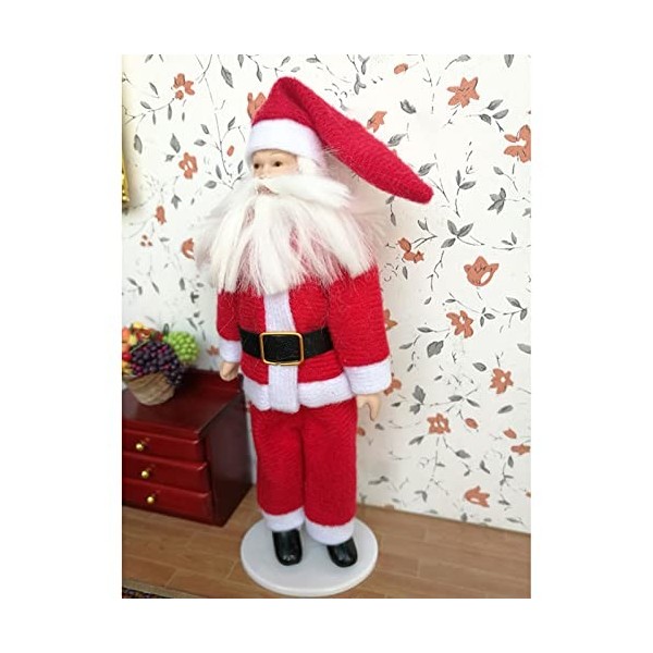 Agatige 1:12 Dollhouse Santa Claus, Mini Père Noël en céramique avec Socle pour décoration de Maison de poupée