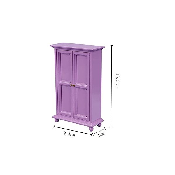 Ruiqas Maison de poupée DIY Mini armoire à double porte en bois Modèle jouet pour 1/12 accessoires de maison de poupée