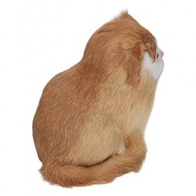 Dilwe Figurine de Chat à Fourrure, Réaliste Poupée de Chat à Fourrure de Simulation de Statue Décorative de Chat à Fourrure p