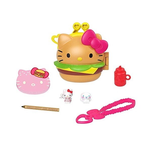 Sanrio Hello Kitty Coffret Compact L’Heure du Thé avec 2 mini-figurines, crayon, carnet de notes et accessoires, jouet pour e