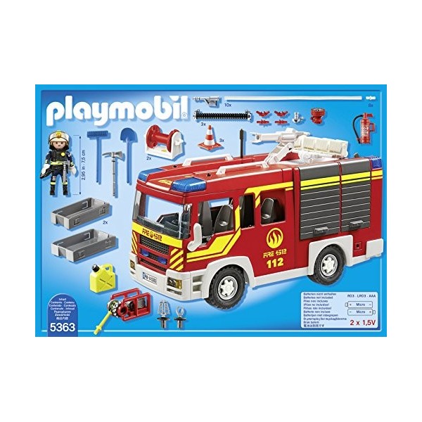 Playmobil - 5363 - Jeu De Construction - Fourgon De Pompiers