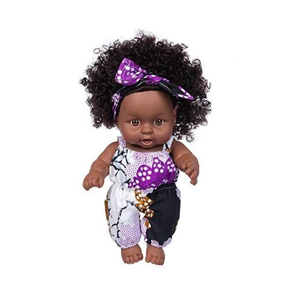 Uteruik Poupée noire de 20,3 cm - Poupée africaine américaine avec bandeau - Cadeau danniversaire de Noël pour enfants garço