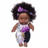 Uteruik Poupée noire de 20,3 cm - Poupée africaine américaine avec bandeau - Cadeau danniversaire de Noël pour enfants garço