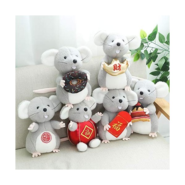 KingbeefLIU 2020 Souris Année Lanterne Gâteau Mascotte Rat en Peluche en Peluche Poupée Enfants Jouet Canapé Décor Mignon Dou