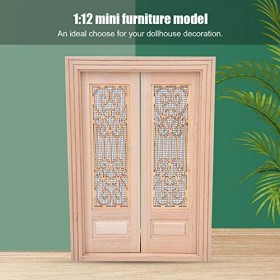 Miniature en Bois Double Porte 20×14×2 1:12 échelle Meubles de Maison de Poupée Bricolage Bois Non Peint Double Porte Accesso