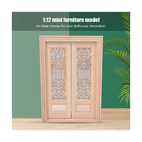 Miniature en Bois Double Porte 20×14×2 1:12 échelle Meubles de Maison de Poupée Bricolage Bois Non Peint Double Porte Accesso