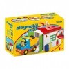 Playmobil 1.2.3 70184 Ouvrier avec Camion et Garage, pour Les Tout Petits, 18-36 Mois Ses Premiers, Coloré