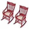 BHUJIA 2 PièCes 1:12 JouetMeubles Miniatures Chaises à Bascule en Bois Accessoires de Jouetpour DéCoration de de PoupéE, Roug