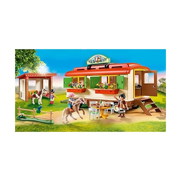 Playmobil 70510 Box de poneys et roulotte- Country- Le Poney Club- Cavalier roulotte