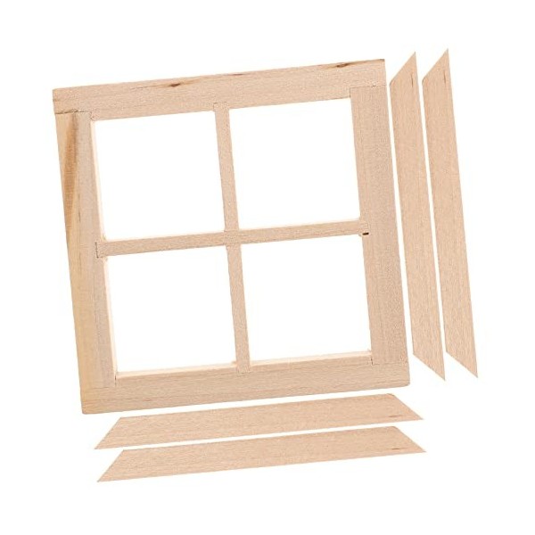 SEWACC 2Pcs Fenêtres - Meubles Mini Ornement Accessoires Volet/Obturateur Bois Décoration Maison Décor Accessoires Poupée Min