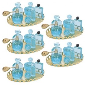 Alomejor Modèle de Parfum Miniature 1:12 1:6, Bouteilles de Parfum de Maison de Poupée à Plateau doré pour la Décoration de B