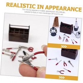 Totority 1 Ensemble Boîte À Outils Maison De Poupée Boîte À Outils Bois Coffre À Outils Modèles en Métal Meubles Miniatures J