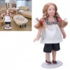 Natudeco 1/12 Échelle Porcelaine Fille Figure Miniature Dollhouse Poupée Accessoires Blond Blanc T Shirt Shorts Fille pour Do