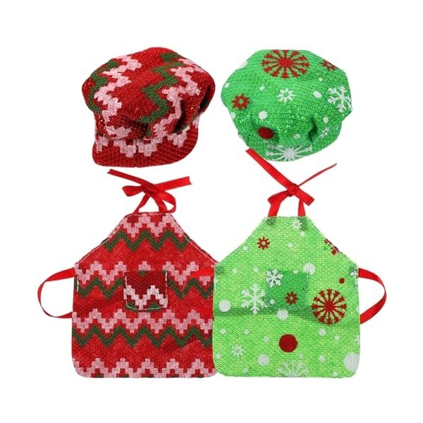 Amosfun Accessoires Delfe De Noël 2 Ensembles De Mini Tenue De Poupée Elfe Poupée Tablier Décoratif Chapeaux Vêtements De Po