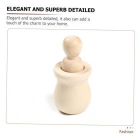 Toyvian 8 Pièces Ornements Peints à La Main Les Gens en Bois Poupées en Bois Non Peintes Poupée Artisanale Poupées à Cheville