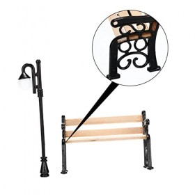 ibasenice 1 Ensemble Banc De Parc Chaises DÉclairage Public pour Enfants Maison De Poupée Gabby S Mini Accessoires Mini Lamp