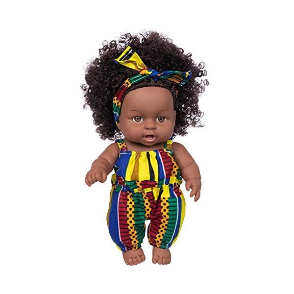 Uteruik Poupée noire de 20,3 cm - Poupée africaine américaine avec bandeau - Cadeau danniversaire de Noël pour enfants garço