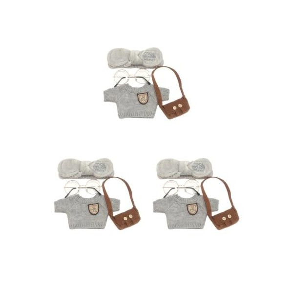 Paowsietiviity Vêtements et accessoires de poupée doux pour poupées en peluche de 25 à 30 cm, gris foncé, lot de 4 pièces 8