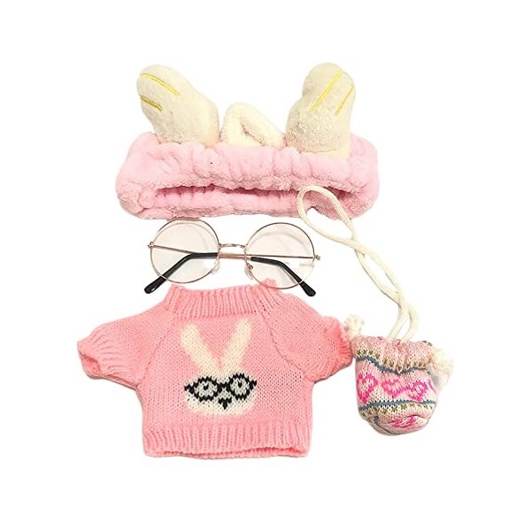 Paowsietiviity Vêtements et accessoires de poupée doux pour poupées en peluche de 25 à 30 cm, gris foncé, lot de 4 pièces 8