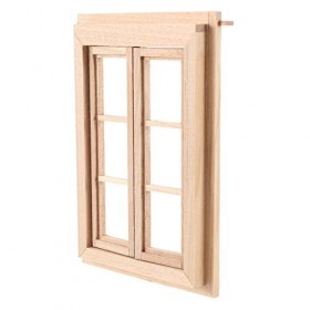 Huhebne 1:12 Maison de Poupées Miniature Double en Bois Cadre 6 Pain et Plaque de Verre Poupée DIY Double Accessoires de Déco