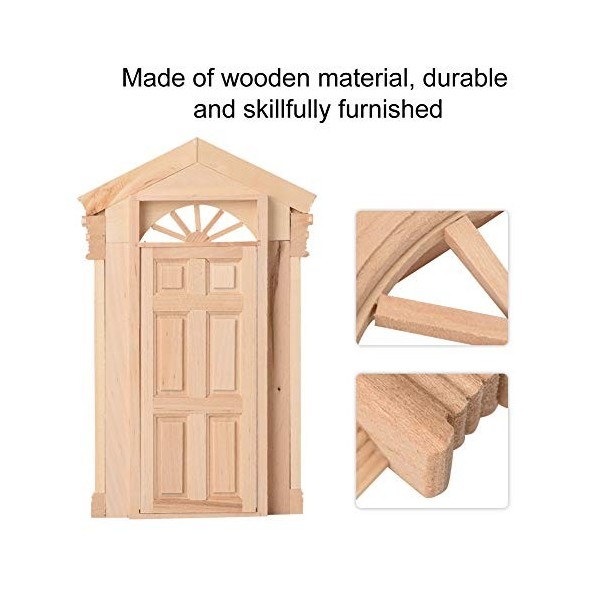 Porte de Maison de Poupée, Mini Porte à Clocher en Bois, Porte Féerique Miniature pour Maison de Poupée 1/12