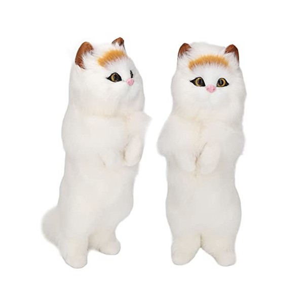 Okuyonic Figurine de Chat à Fourrure, modèle de Chat en Peluche Animal Adorable simulé Joli décor pour Les Enfants pour Les B