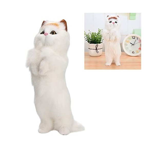 Okuyonic Figurine de Chat à Fourrure, modèle de Chat en Peluche Animal Adorable simulé Joli décor pour Les Enfants pour Les B