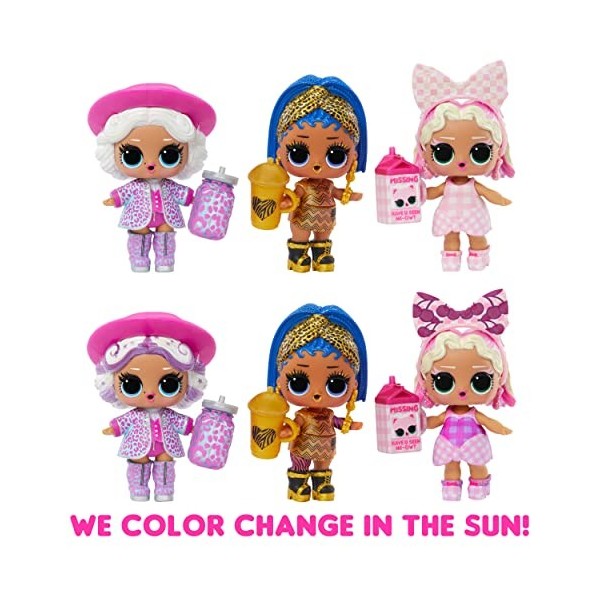 LOL Surprise Sunshine Makeover Tots avec 8 Surprises - Changement de Couleur aux UV et Accessoires - 1 Poupée en Édition Limi