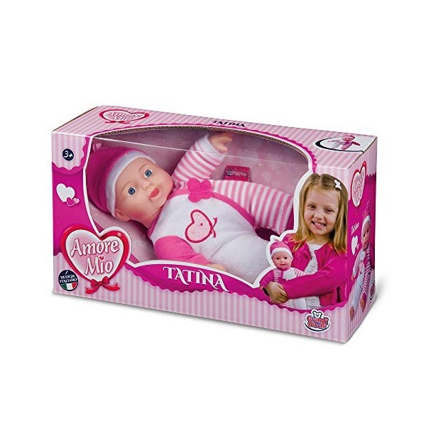 Grandi Giochi GG71013 Amore Mio Tatina, Bambola Piccola E Morbida In Pigiama Rosa, Per Bambini Dai 3 Anni