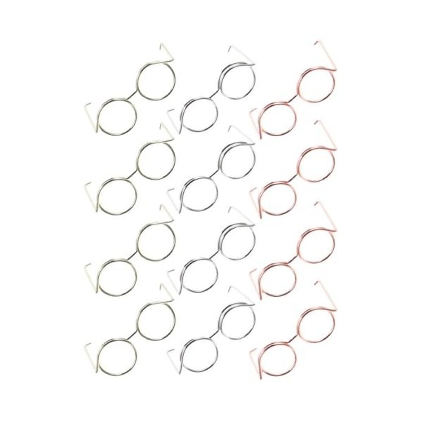 FAVOMOTO 12 Pièces Mini Lunettes De Poupée Jante en Fil Métallique Lentille sans Cadre Rétro Ronde Mini Lunettes De Soleil Po