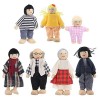 Zixyqol Ensemble De Poupées Familiales Mignonnes, Marionnettes Miniatures, Jouets éducatifs en Bois pour Personnes De 1 à 7 A