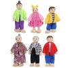 Zixyqol Ensemble De Poupées Familiales Mignonnes, Marionnettes Miniatures, Jouets éducatifs en Bois pour Personnes De 1 à 7 A