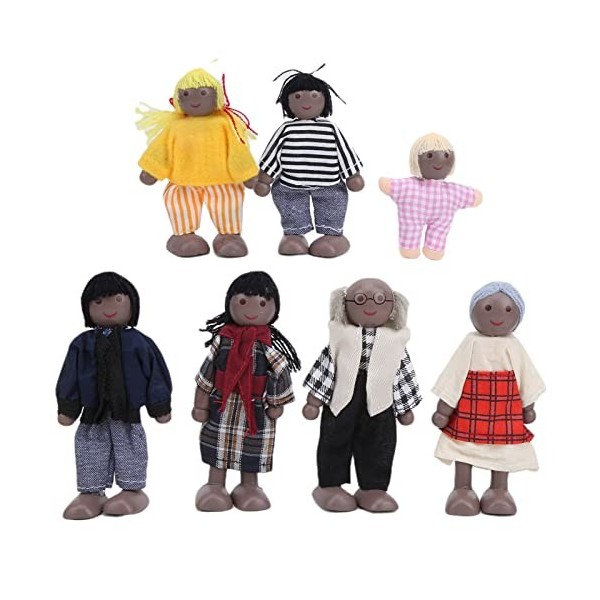 Zixyqol Ensemble De Poupées Familiales Mignonnes, Marionnettes Miniatures, Jouets éducatifs en Bois pour Personnes De 1 à 7 A