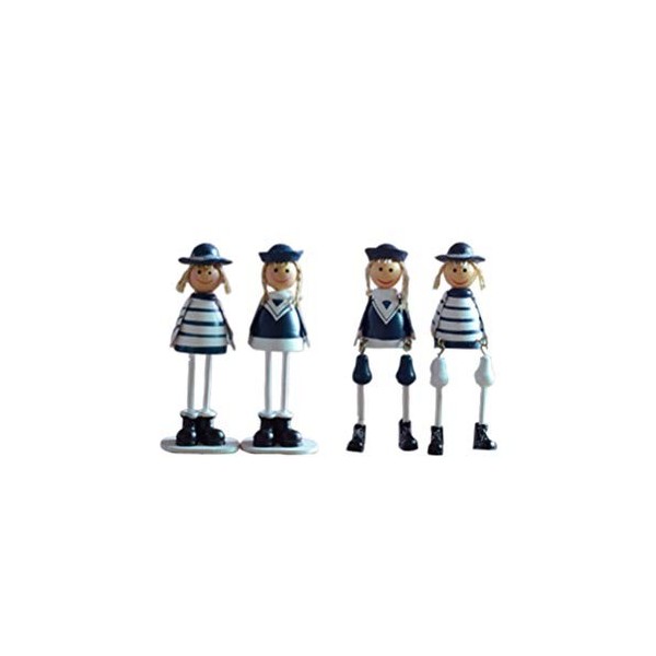 Lot de 4 poupées décoratives en bois pour famille de marins