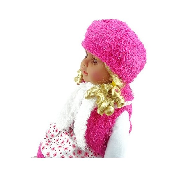 Shannon Collection Poupée élégante à la Mode pour Enfants Wooly Pink Hat/Jacket/Chaussures Fille Fleur F 