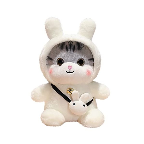 BYNYXI Peluche Chat Oreiller, 30cm Kawaii Chaton Peluche Transformer Lapin Dinosaure Peluche Câlin Oreiller Animal Peluche Or