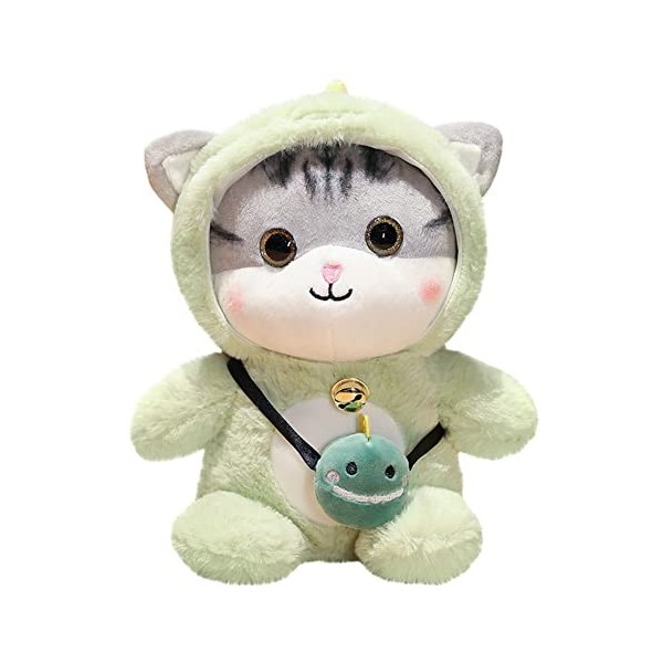 BYNYXI Peluche Chat Oreiller, 30cm Kawaii Chaton Peluche Transformer Lapin Dinosaure Peluche Câlin Oreiller Animal Peluche Or