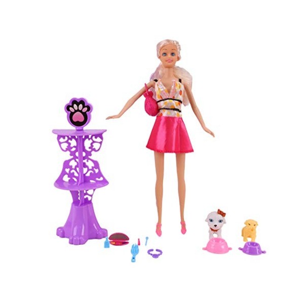 Toyland Accessoire de toilettage pour Animaux de Compagnie et Jeu de poupée - Poupée aux Cheveux blonds - Ensembles de Filles