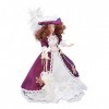 TOUISEDGI Poupée Victoria en Porcelaine, Miniature Porcelaine Personnes Style Victorien Violet Foncé Jupe Chapeau Femme Poupé