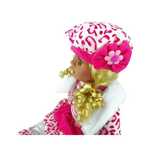 Shannon Collection Poupée élégante à la Mode pour Enfants Tenue Rose/Rouge/Blanche à léopard A 