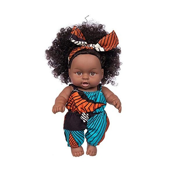 Uteruik Poupée noire de 20,3 cm - Poupée africaine américaine avec bandeau - Cadeau danniversaire de Noël pour enfants garço