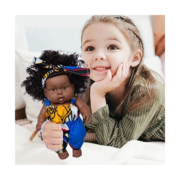 BHKC Poupées bébés de la Vraie Vie, Poupée Souple réaliste, Réaliste Fille Noire poupée Afro-américaine réaliste poupée Nouve