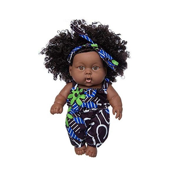 Uteruik Poupée noire de 20,3 cm - Bébé africain américain avec combinaison et bandeau - Cadeau danniversaire pour enfants 