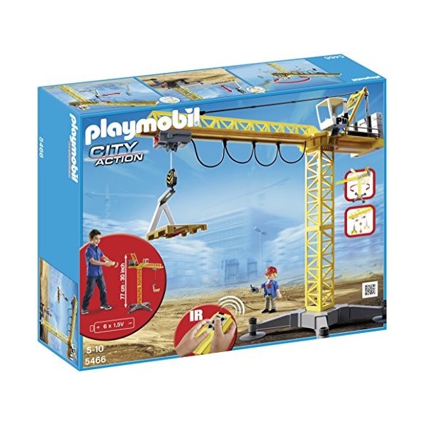 Playmobil - 5466 - Figurine - Grande Grue De Chantier avec Télécommande Infrarouge