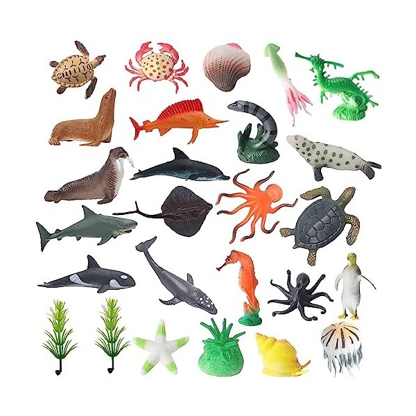 Steemjoey 26PCS Figures Animaux Marins Jouets, Océan Animaux Marins Jouets, Realistic Under The Sea Life Figurine Bain Jouets