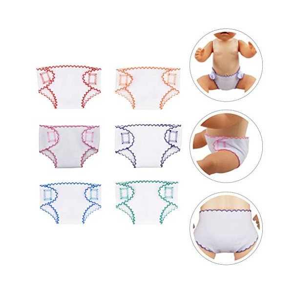 STOBOK 6 Pièces Couches en Tissu Réutilisable Bébé Poupées Couche Sac à Langer Jouet Couches De Poupée Bébé 18 Pouces Couche 