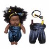 Uteruik Poupée noire de 20,3 cm - Poupée de bébé africain américaine avec combinaison et bandeau - Cadeau danniversaire pour